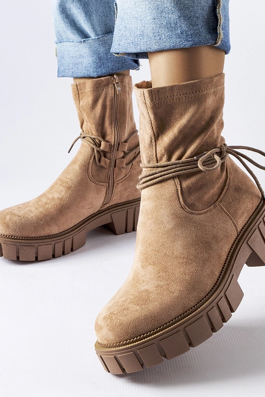 Bottines à lacets beiges Averardo