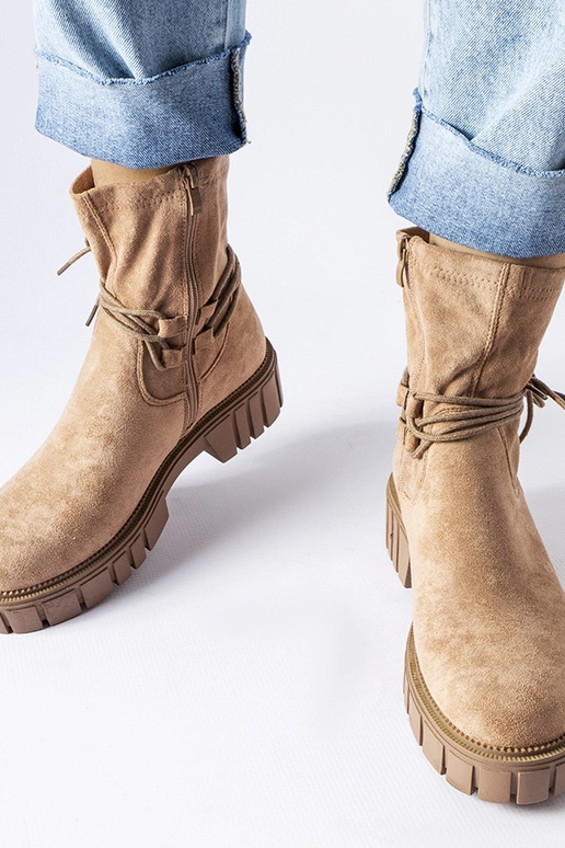 Bottines à lacets beiges Averardo