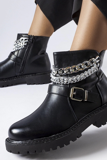 Bottines noires à chaînes...