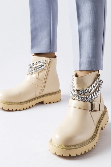 Bottines beiges à chaînes...