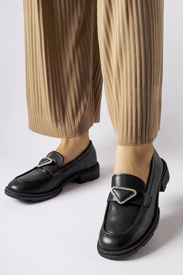 Mocassins noirs ornés de zircons Marsilius