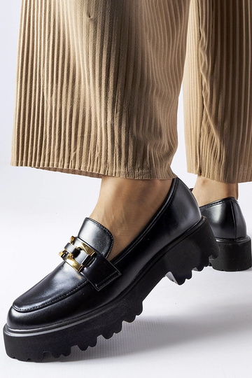 Mocassins noirs pour femmes avec boucle, « Piazzo » 2