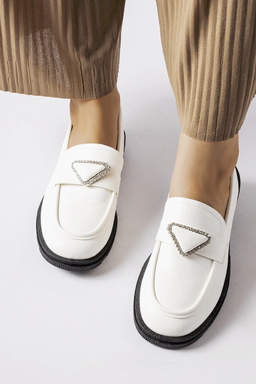 Mocassins blancs décorés de zircons Marsilius 2