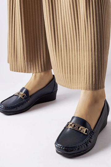 Mocassins compensés à boucle Lerino bleu marine