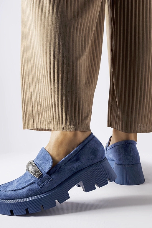 Mocassins bleus avec zircons Macario Mocassins bleus avec zircons Macario