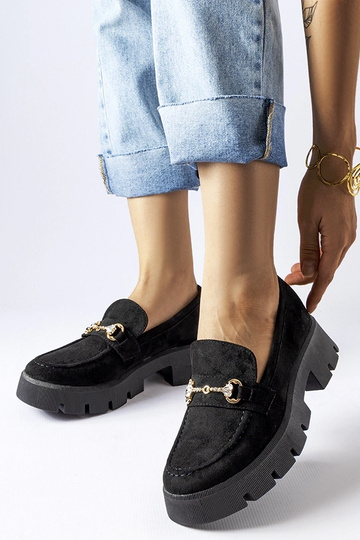 Mocassins noirs avec boucle et strass Gaiola