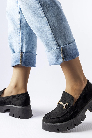 Mocassins noirs avec boucle et strass Gaiola 2