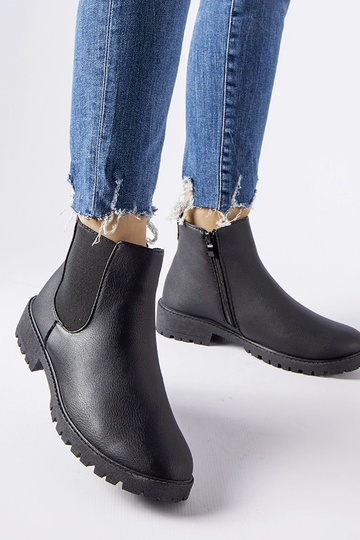 Bottines classiques noires en simili cuir Sabre