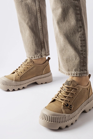 Baskets en cuir beige Big Star KK274511