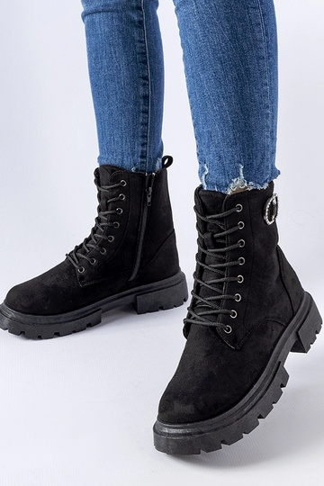 Bottes noires avec zircons...