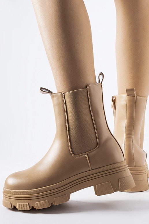Bottines beiges sur plateforme Placido