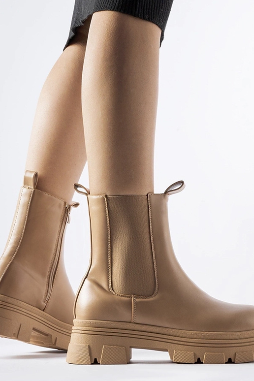 Bottines beiges sur plateforme Placido