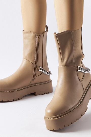 Bottines couleur sable avec chaîne, « Guglielmo »