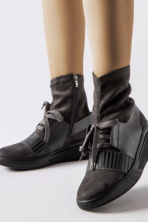 Bottines Spoleto grises à talon compensé