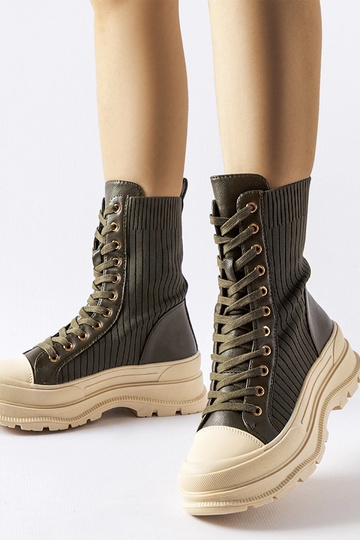 Bottines vert foncé semelle...