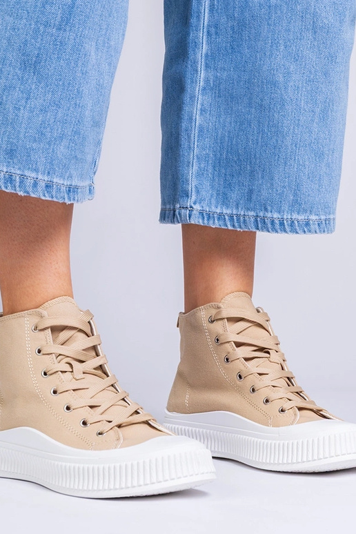 Bottines hautes couleur sable sur...