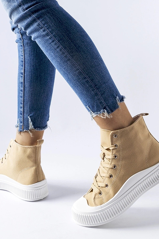 Bottines hautes couleur sable sur...