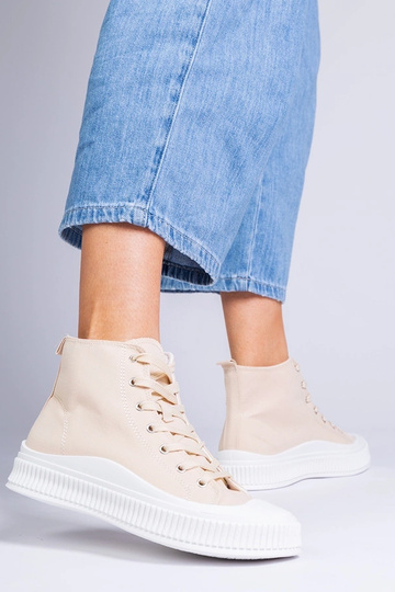 Bottines couleur sable sur plateforme, „Guerrino" 2