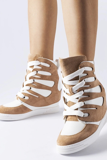Baskets compensées blanches et beiges de Pantaleone 2