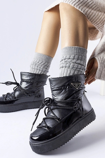 Bottes de neige isolées noires avec bande élastique Oslavia