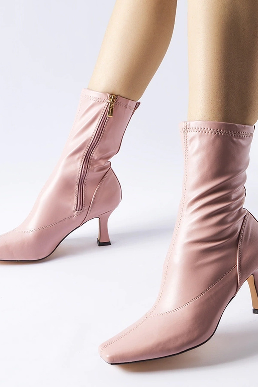 Bottines à talon bas roses Luisella