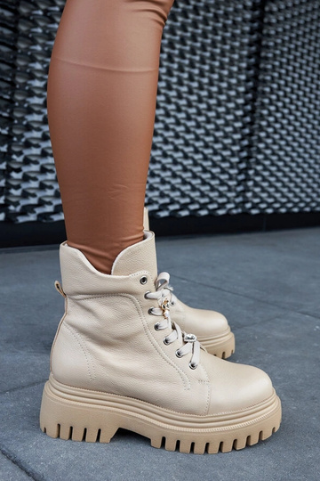 Botines beige en cuir... 2