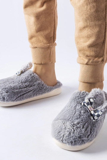 Chaussons femme isolants gris avec oreilles Buga