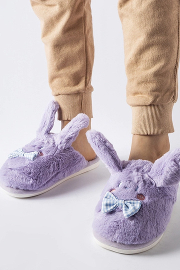 Chaussons violets avec oreilles et noeud Bruna