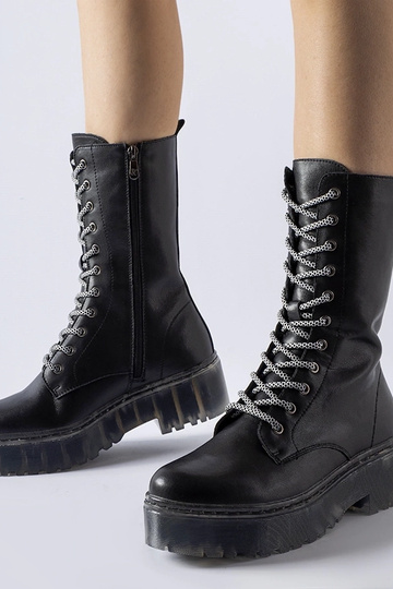 Bottes noires chaudes en cuir véritable Middletown