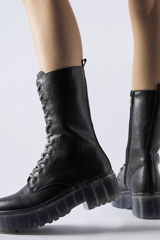 Bottes noires chaudes en cuir...