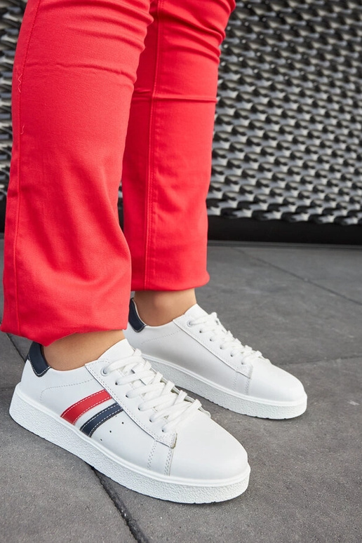 Baskets à lacets en cuir blanc Camilla