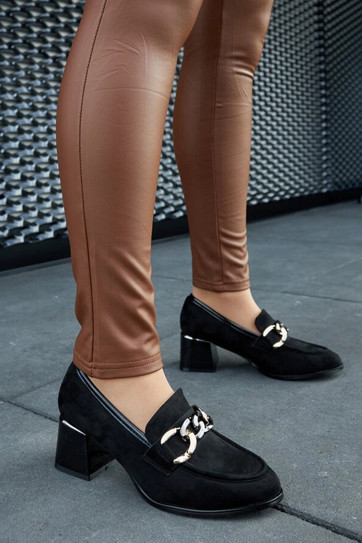 Chaussures noires à talon bloc en...