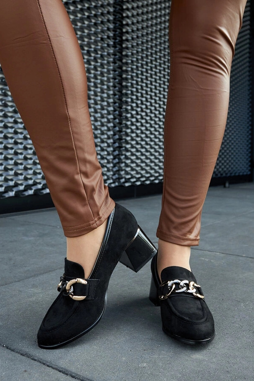 Chaussures noires à talon bloc en...