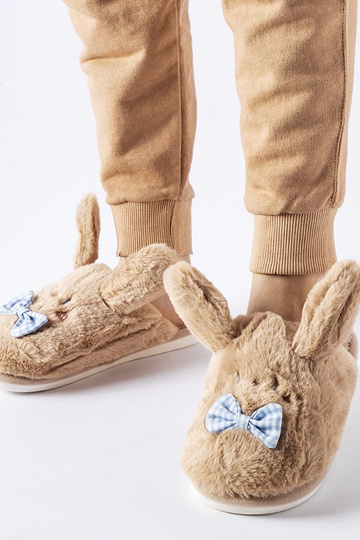 Chaussons beiges avec oreilles et noeud Bruna