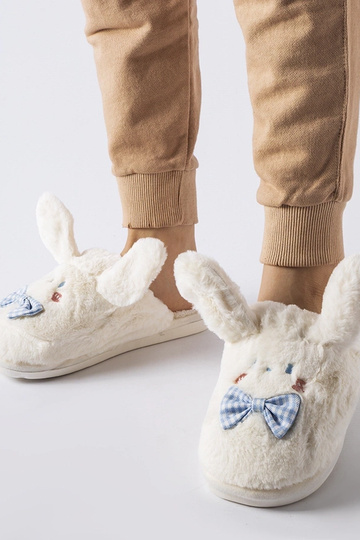 Chaussons blancs avec oreilles et noeud Bruna