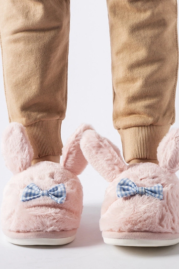 Chaussons roses avec oreilles et noeud de Bruno