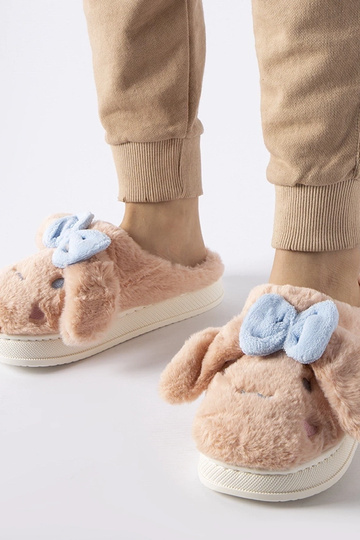 Chaussons chauds roses avec oreilles et noeud Gilda