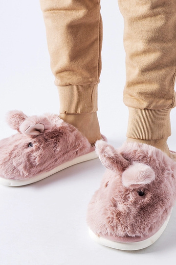 Chaussons chauds roses avec oreilles Daniele