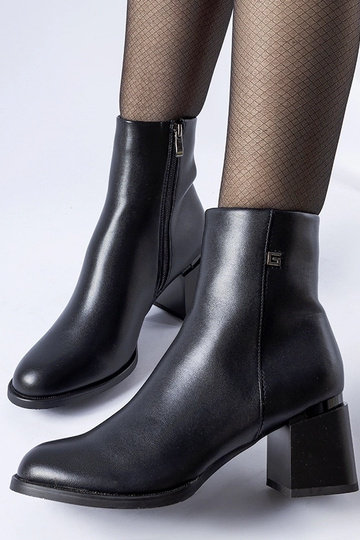 Bottines isolantes Fleurette noires à talon bloc 2
