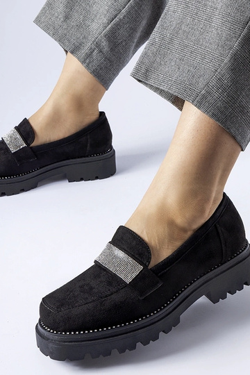 Bottines noires Nicholls en daim artificiel avec zircons