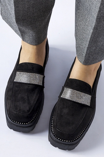 Bottines noires Nicholls en daim artificiel avec zircons 2