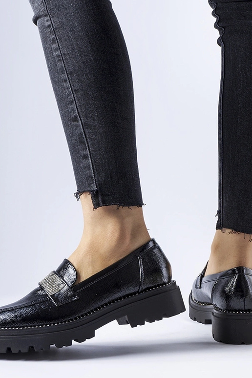 Mocassins en cuir verni noir Fecteau Mocassins en cuir verni noir Fecteau