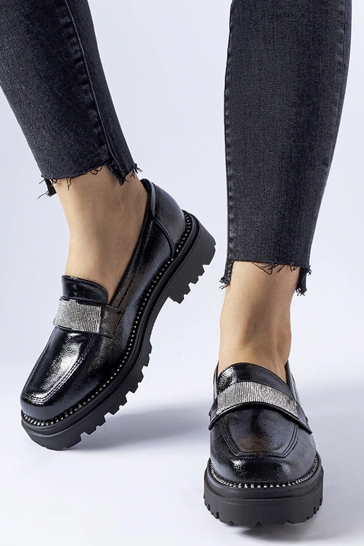 Mocassins en cuir verni noir Fecteau Mocassins en cuir verni noir Fecteau