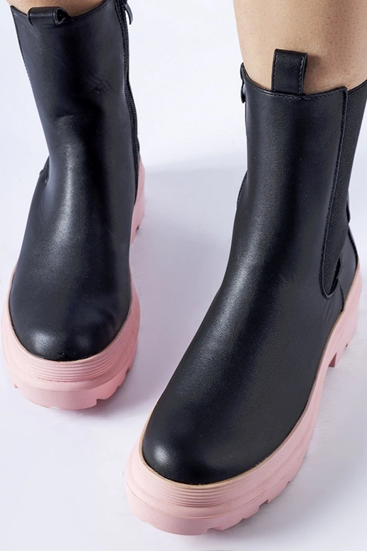Bottines noires à semelle rose Georgette