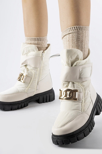 Bottes de neige beiges avec boucle décorative Athos