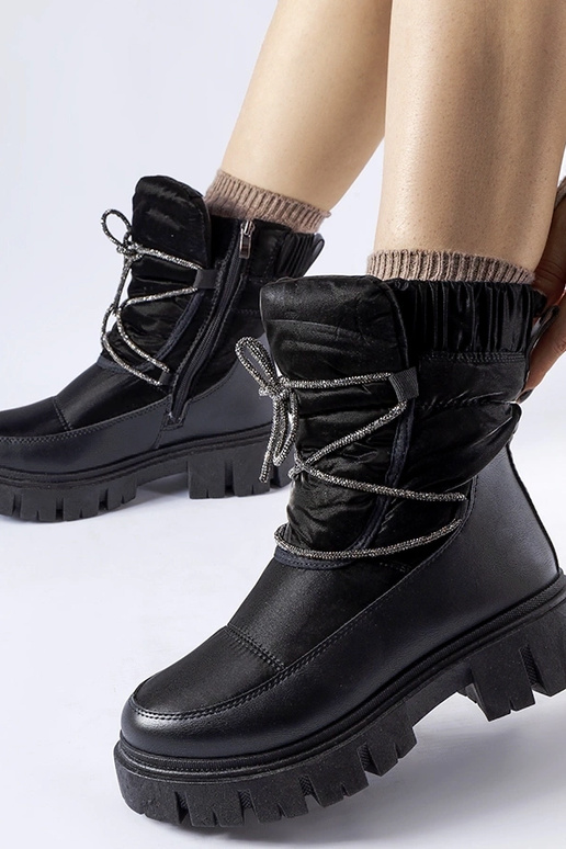 Bottes d'hiver noires avec cristaux...