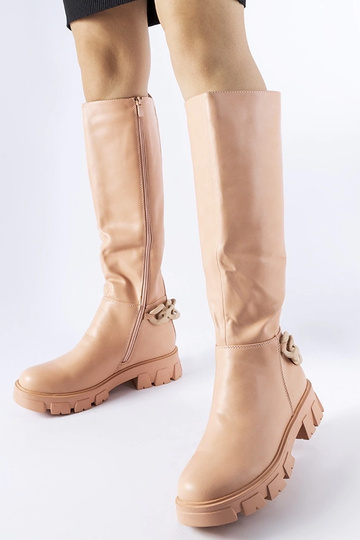 Bottes plates à chaîne roses Armand