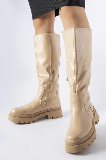 Bottines plates classiques beiges Christien