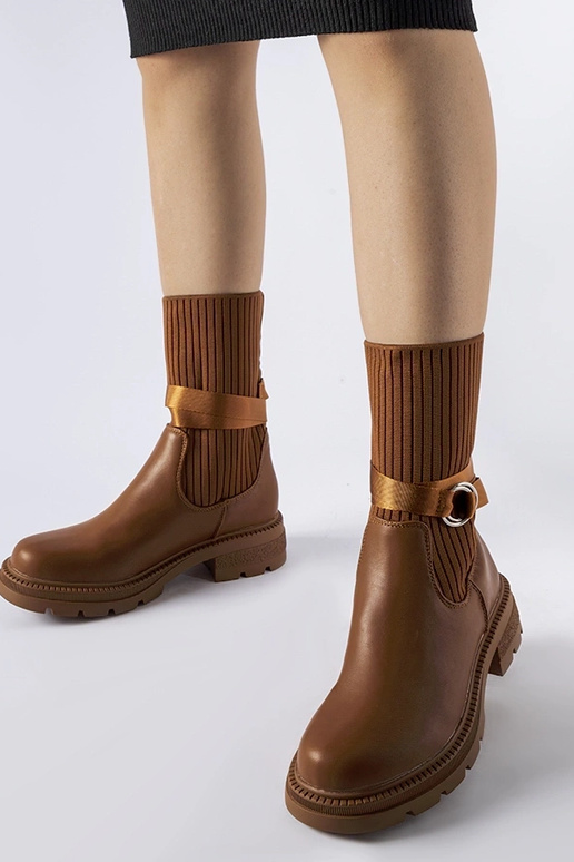 Bottes isolantes à chaussettes marron...