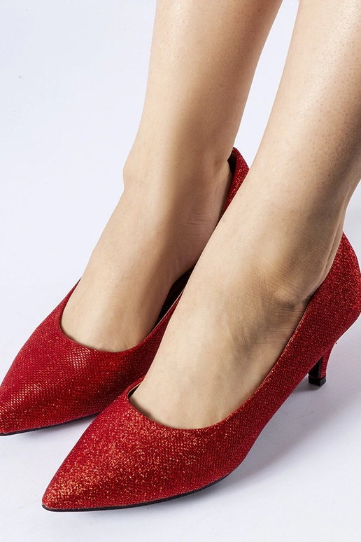 Escarpins bas à paillettes rouges... Escarpins bas à paillettes rouges...